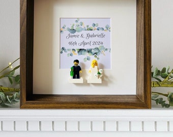 Personalised Lego Minifigure Wedding Frame, Custom Couple Keepsake