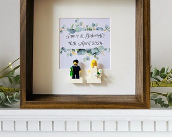 Wedding frame with Personalised Lego mini figures personalised with names & dates