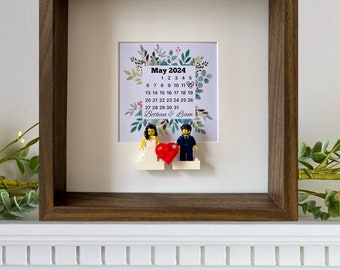 Wedding frame with Personalised Lego mini figures personalised backing with names & date!