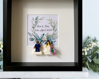 Wedding frame with Personalised Lego mini figures personalised with names & date