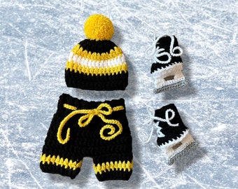 Baby Hockey Outfit, New Born Photo Prop, Boston Bruins Inspired