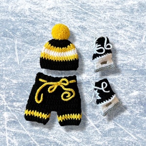 Baby Hockey Outfit, New Born Photo Prop, Boston Bruins Inspired image 1