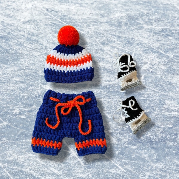 Baby Hockey Outfit, New Born Photo Prop, Edmonton Oilers Inspired