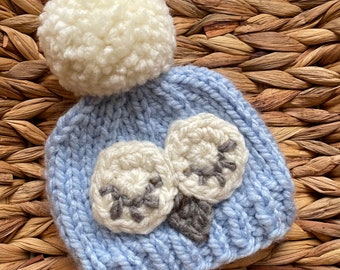 Knit Baby Owl Hat, Photo Prop