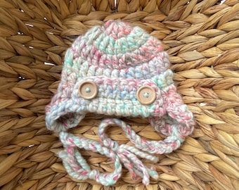 Handmade Baby Girl Aviator Hat, Photo Prop