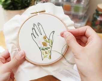 Embroidery Kit Beginners Pattern - Grow Wild Modern Embroidery Kit | DIY Embroidery Kit, Embroidery Pattern, Craft Kit