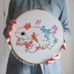 Toadstool - Hand Embroidery Pattern and Tutorial / Guide | Digital Download, PDF | Toad Embroidery | Mushroom Embroidery |