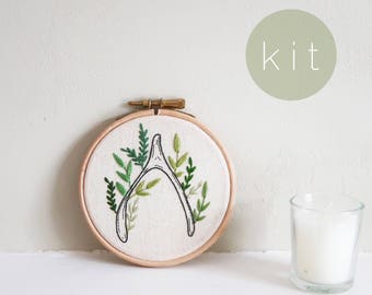 KIT - Wish Bone Embroidery Kit - DIY Embroidery Kit with Pattern