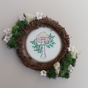 Mushroom Hand Embroidery Pattern and Tutorial / Guide Digital Download, PDF Toadstool Mushroom Embroidery Woodland Embroidery image 3
