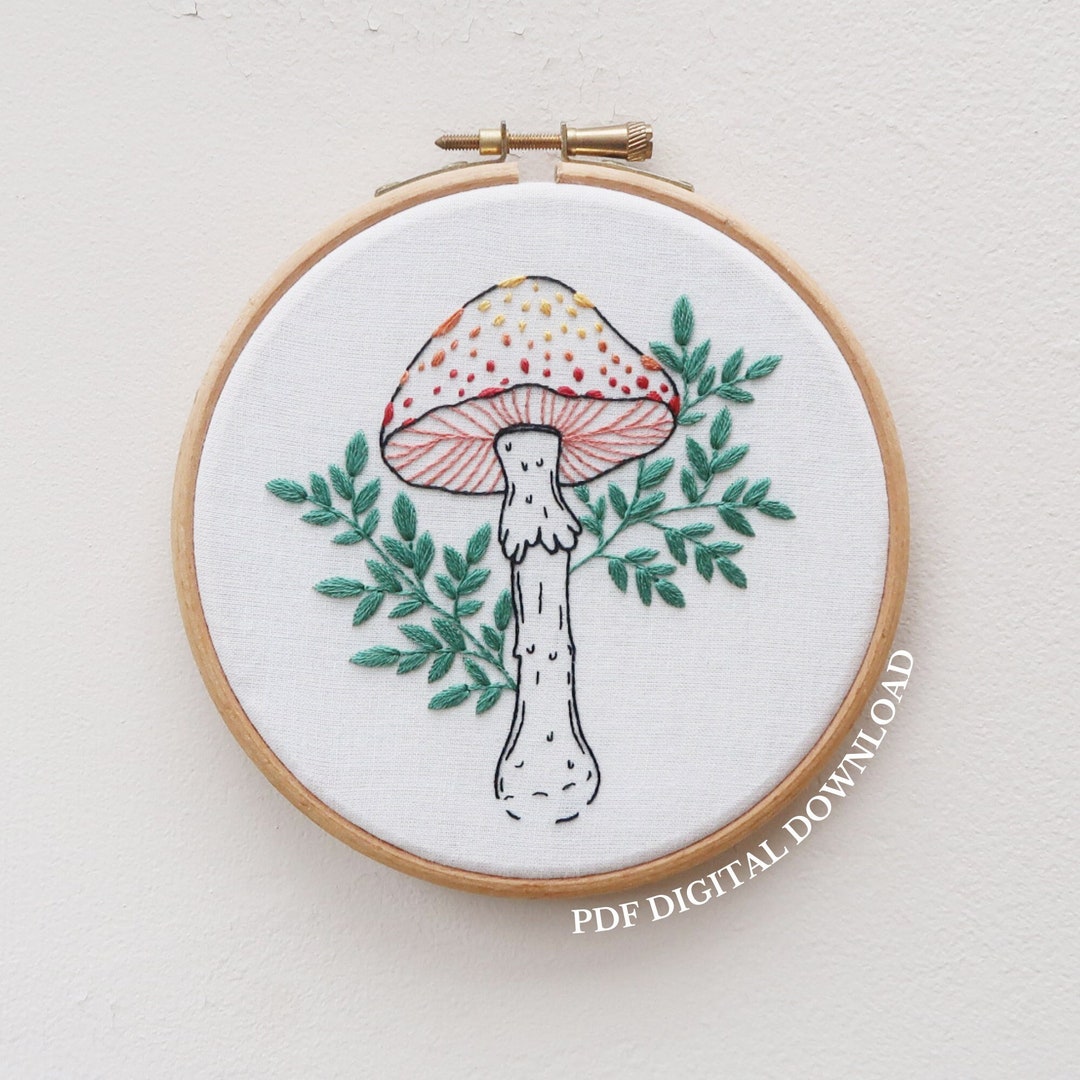 Mushroom Hand Embroidery Pattern and Tutorial