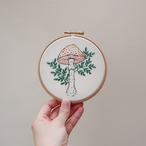 Mushroom Hand Embroidery Pattern and Tutorial / Guide Digital Download, PDF Toadstool Mushroom Embroidery Woodland Embroidery image 4