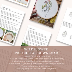 Wildflower - Hand Embroidery Pattern and Tutorial / Guide | Digital ...