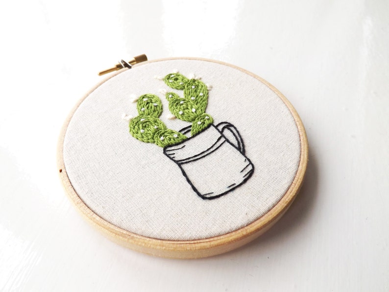 cactus mug hand embroidery hoop art image 3