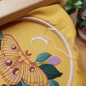 Moon Moth Hand Embroidery Pattern and Tutorial / Guide Digital Download, PDF Luna Moth Embroidery Moth Embroidery image 4