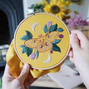 Moon Moth Hand Embroidery Pattern and Tutorial / Guide Digital Download, PDF Luna Moth Embroidery Moth Embroidery image 3