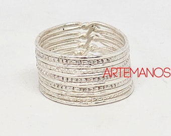 Anillo de Filigrana Siete Ramales en Plata de Ley Siete anillos en uno para una joya impresionante y unica para mujer Etsy Espana