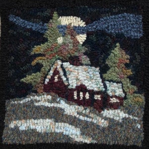 Cozy Cabin From Joan Moshimer's Studio, Rug Hooking Pattern Only on Linen