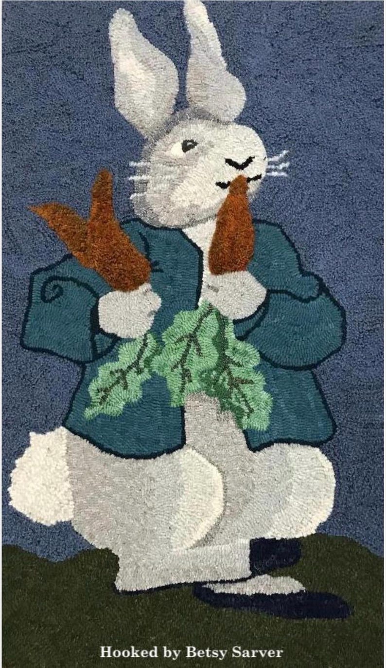 Hooked Rugs With Rabbits Peter Rabbit, A Shutter Sitter Rug Hooking Pattern by P is for ...