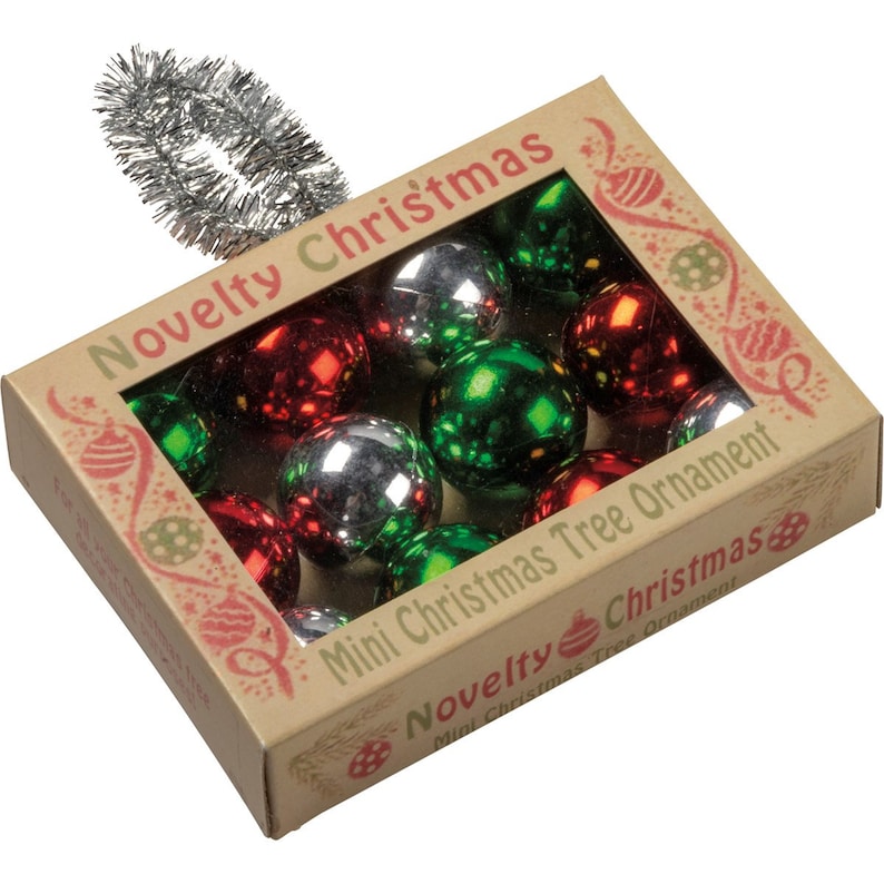 A Box of Mini Christmas Tree Ball Ornaments in Festive Red Etsy