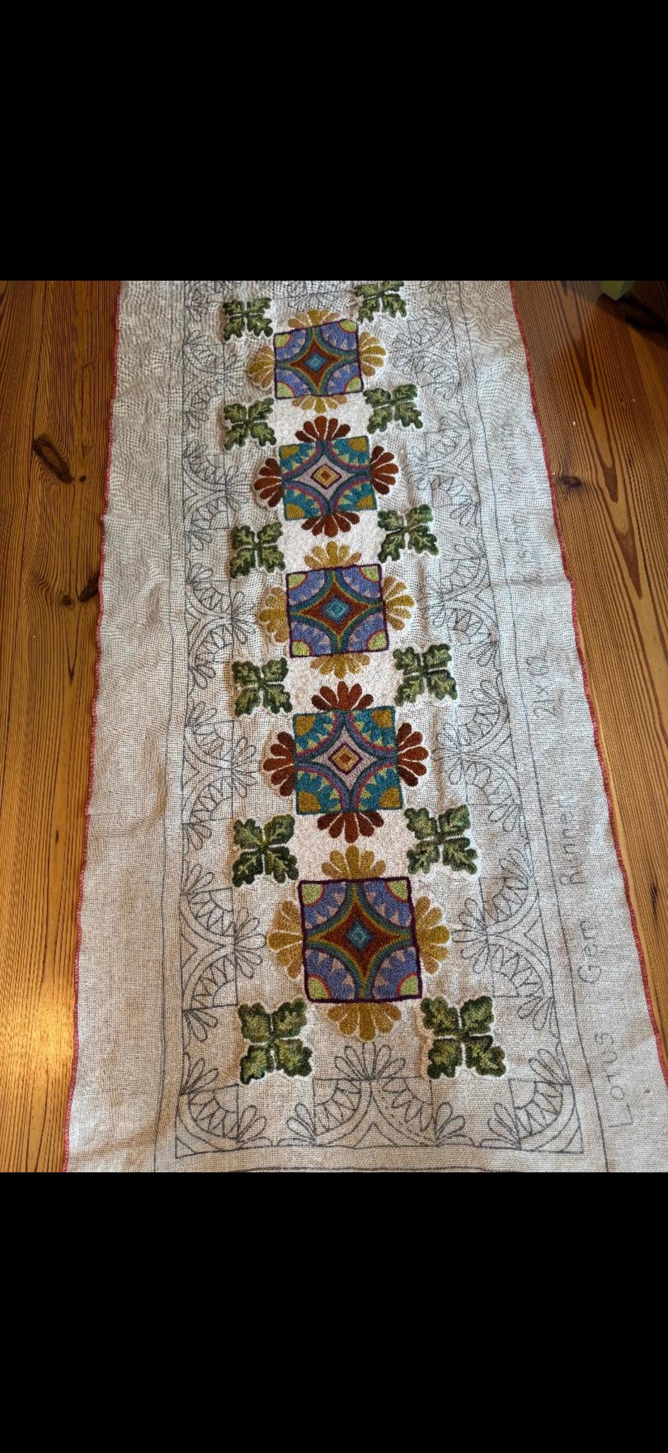 Lotus Gem Runner, A Rug Hooking Pattern by P is for Primitive