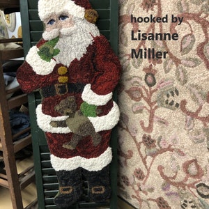 Here Comes Santa! Joan Moshimer&#39;s Studio,Rug Hooking Pattern Only on linen