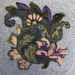 Single Paisley  by Salma Dhanji, SD106,  16&quot; x 16&quot;,   Pattern Only on Unbleached Linen