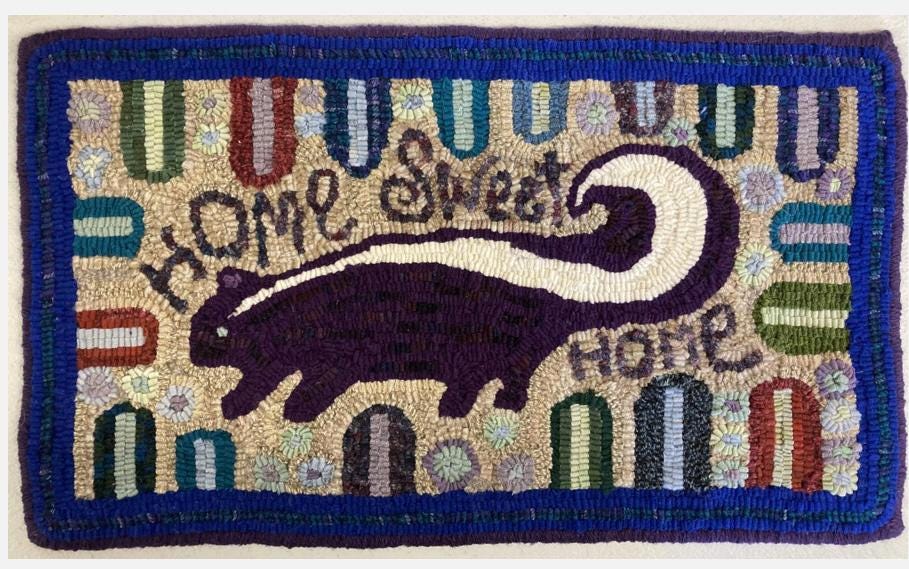 Skunk Rug Skunk’s Welcome, A Rug Hooking Pattern by Primitive Grace - Etsy