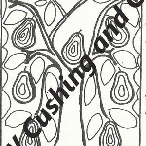 May include: A black and white line drawing of a tree with pears and leaves. The word "Faith" is at the base of the tree. The image is a simple, artistic representation, suitable for colouring or decorative use.