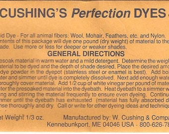 W. Cushing & Co "Perfection" Acid Dye, 1/3 ounce packages YOU PICK Your Colors!