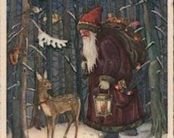 Woodland Elf, Vintage Postcard  Rug Hooking Pattern