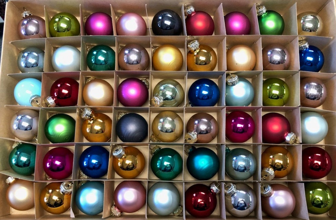 Set of 54 Assorted Colored Glass Ball Ornaments for your Etsy