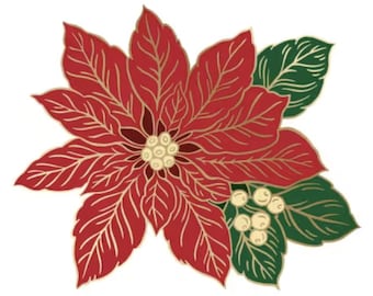 Aimant de gardienne en forme de ciseaux, poinsettia, 2 3/4" x 1 7/8"