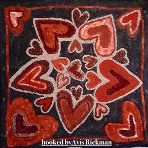 31 Hearts, pattern by Primitive Grace, 20" x 20", on our unbleached linen, Pattern Only