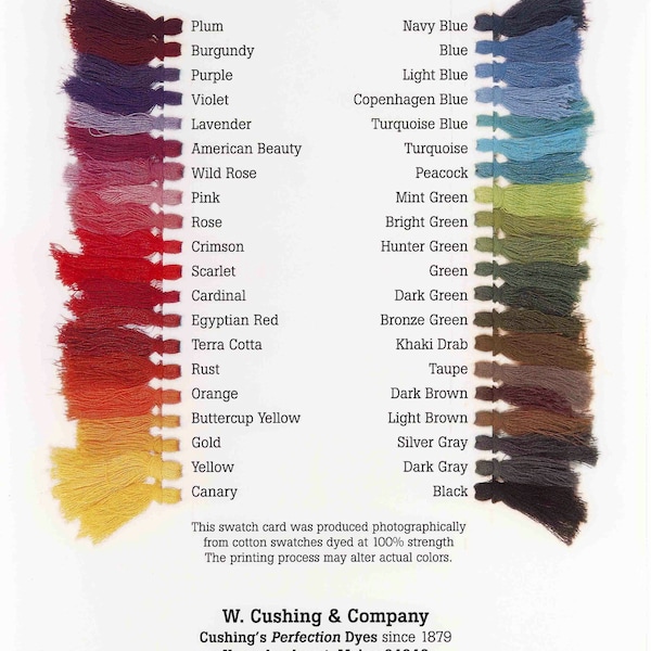 W. Cushing & Co "Perfection" Direct Dye 1/2 oz jar  40 colors Cotton, Basketry, Plant Fibers YOU PICK Your Colors!