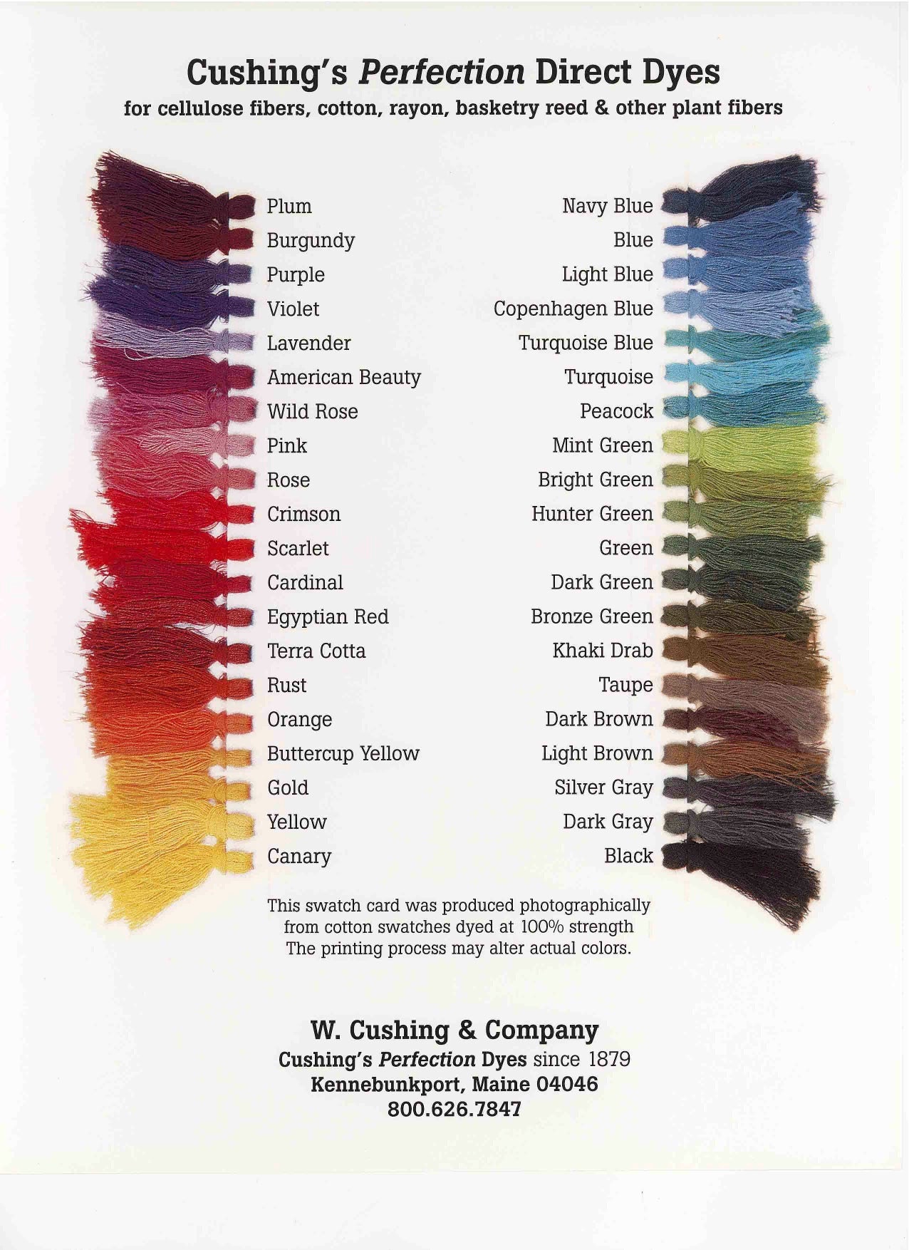 Fabric Dye Colour Guide