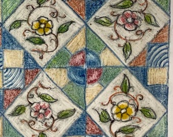 Greenfield Four Square, A Rug Hooking Pattern by P is for Primitive