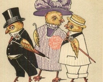 Fancy Folks, Vintage Postcard Rug Hooking Pattern by Joan Moshimer’s Studio