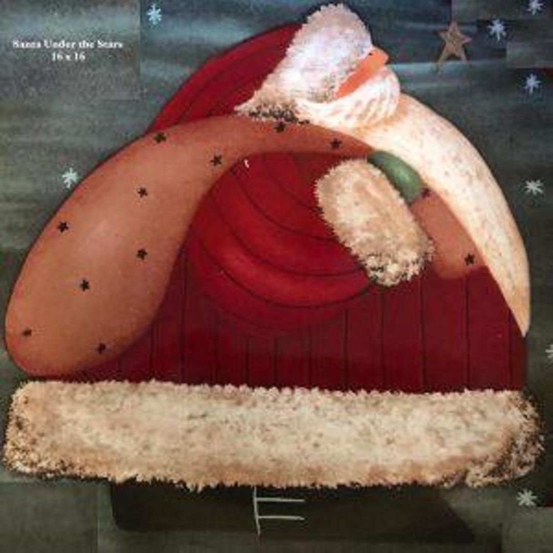 Flying Santa Rug Pattern Santa Under the Stars, A Rug Hooking Pattern by P is Primitive Pattern ...