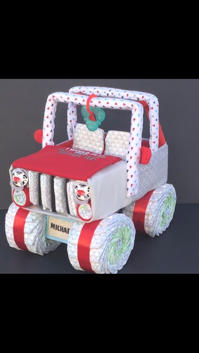 Red jeep diaper cake jeep baby baby shower gift diaper