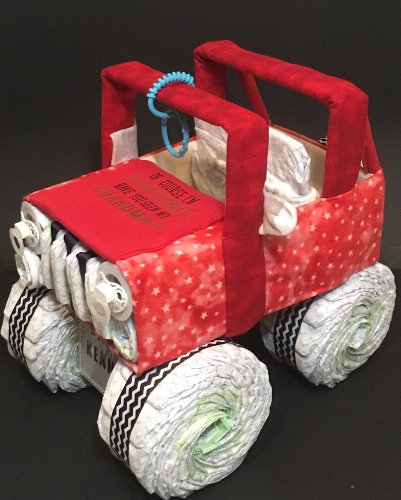 Red Diaper Cake Jeep Baby Baby Shower Gift Diaper Cake Etsy Australia