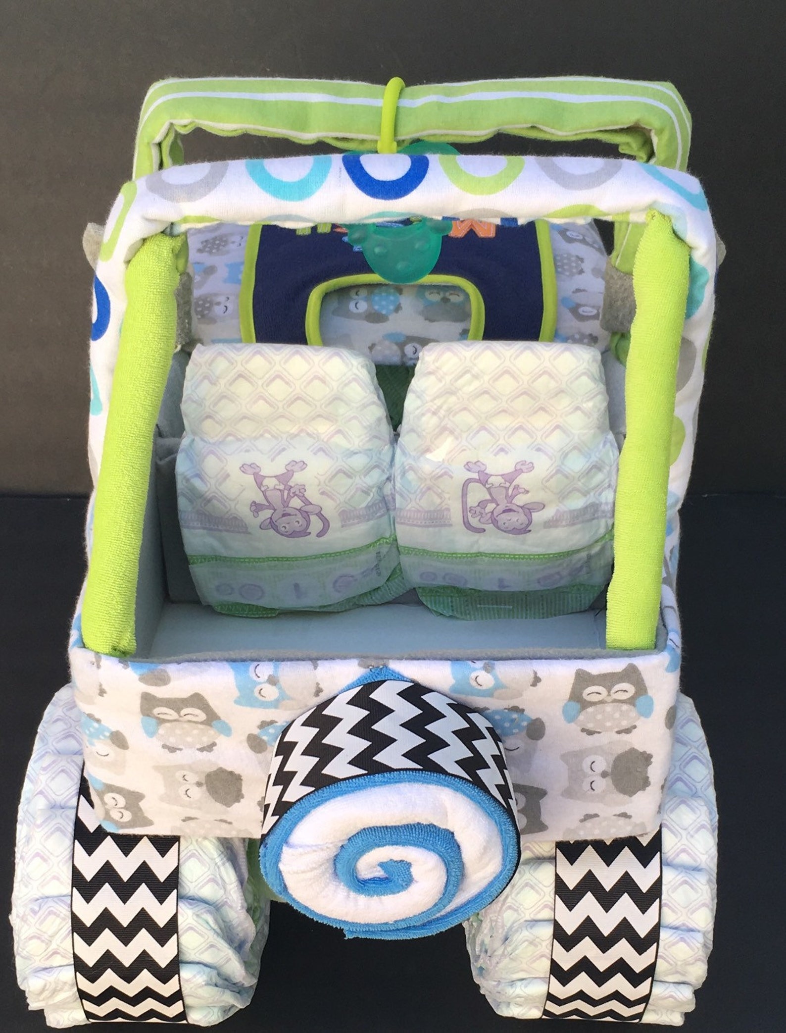 Owl Jeep Diaper Cake Diaper Cake Diaper Centerpiece Diaper Etsy
