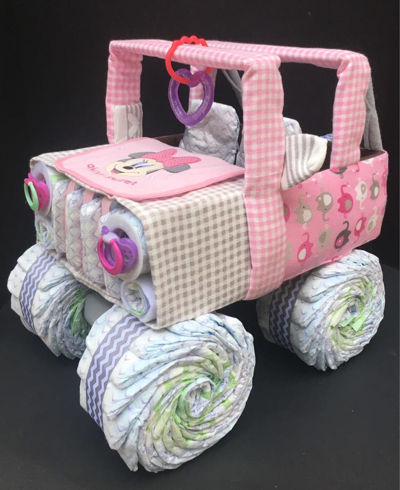 Pink Elephant Diaper Cake Idea For Baby Shower Centerpiece Or Etsy