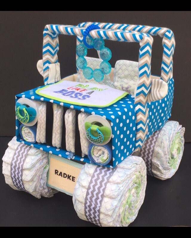 Blue Diaper Cake Jeep Diaper Cake Diaper Cake Diaper Jeep Etsy