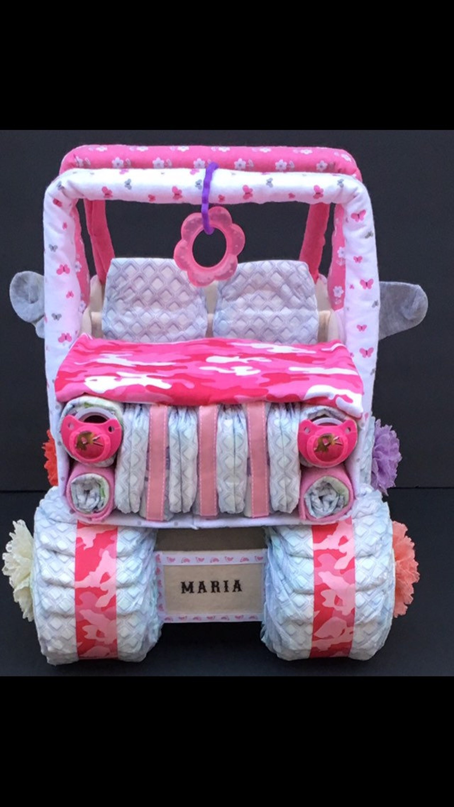 Baby Shower Centerpiece Jeep Diaper Cake Pink Camo Baby Etsy Canada