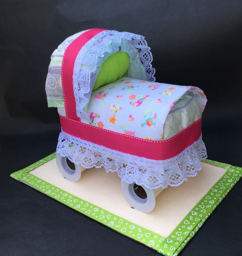 Pink and green diaper diaper carriage cake baby Etsy