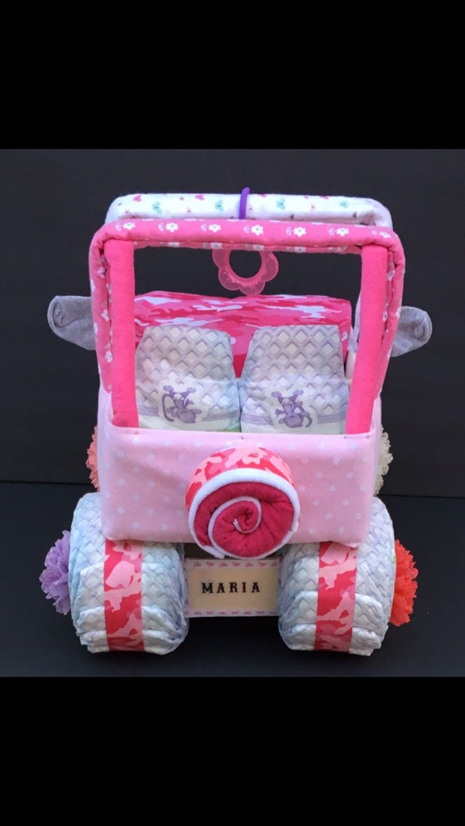 Baby Shower Centerpiece Jeep Diaper Cake Pink Camo Baby Etsy Canada