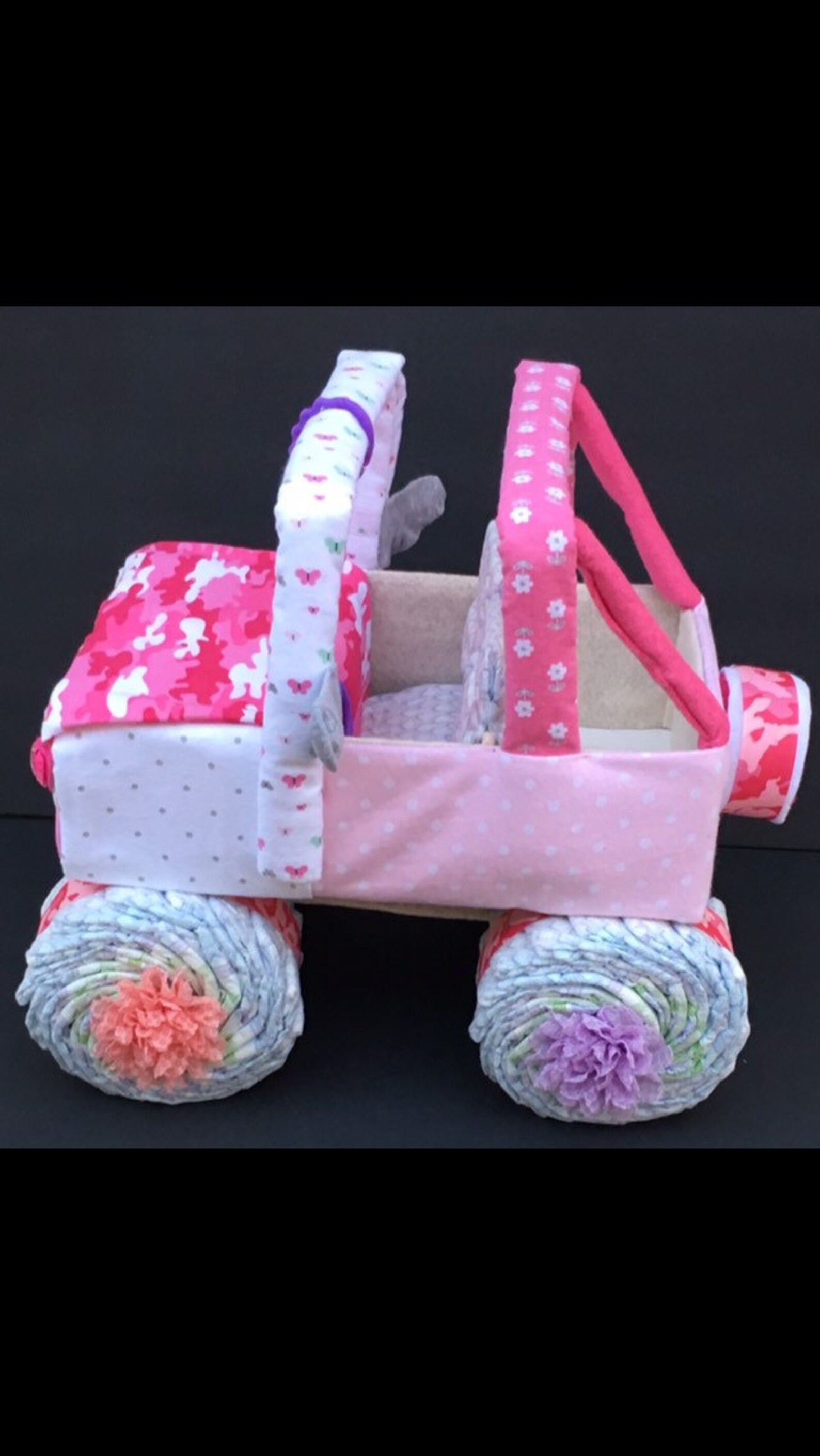Baby shower centerpiece jeep diaper cake pink camo baby Etsy