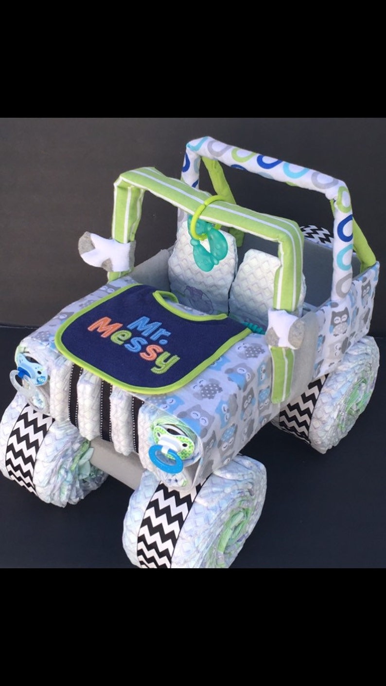 Owl Jeep Diaper Cake Diaper Cake Diaper Centerpiece Diaper Etsy