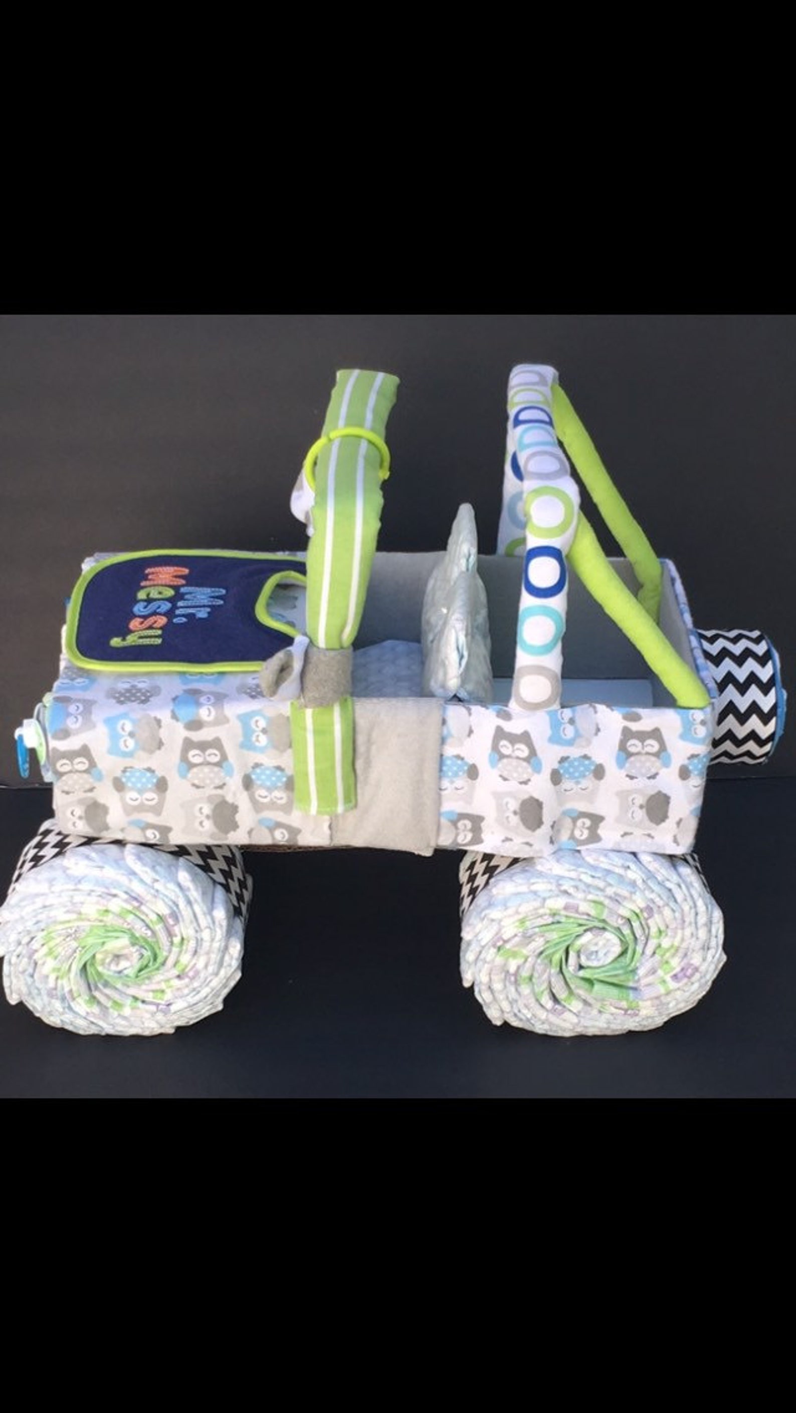 Owl Jeep Diaper Cake Diaper Cake Diaper Centerpiece Diaper Etsy