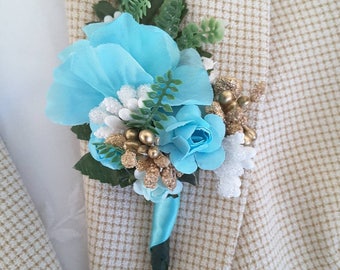 Malibu Blue Brown White Rose Wedding Bouquet Malibu Blue Etsy